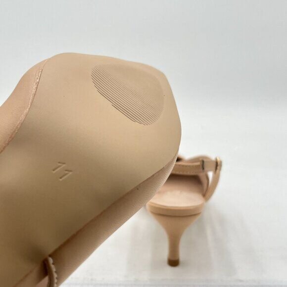 Pazzion Beige Pointed Toe Kitten Low Heels Ankle Strappy Formal Comfortable Pump - Picture 6 of 8